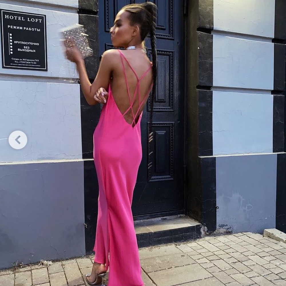 ZARA SATIN LINGERIE STYLE DRESS - Picture 2 of 13